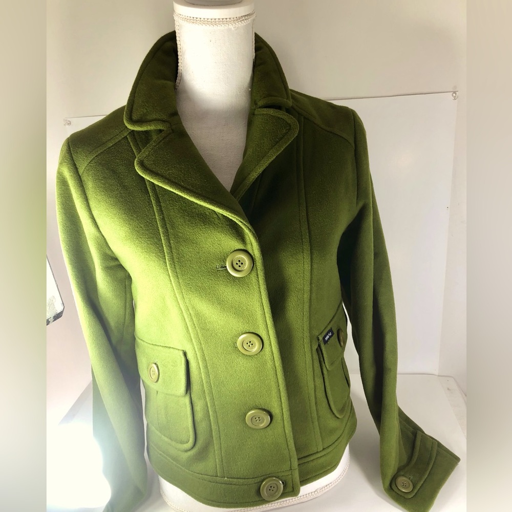 MARU WOOL PEA COAT CROPPED MOSS GREEN Size M Womens